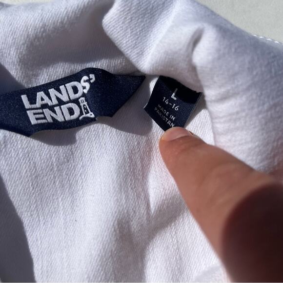 Lands’ End Denim Jacket White Preppy Classic Jean Jacket Women’s Size Large NWT - Picture 4 of 8
